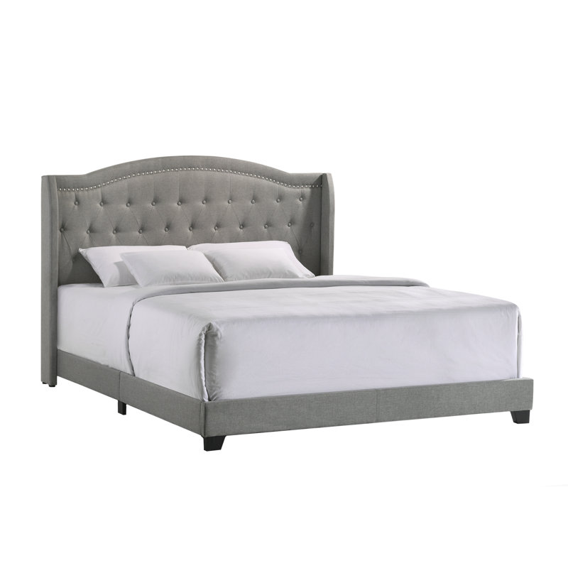 Upholstered Wingback Bed, King