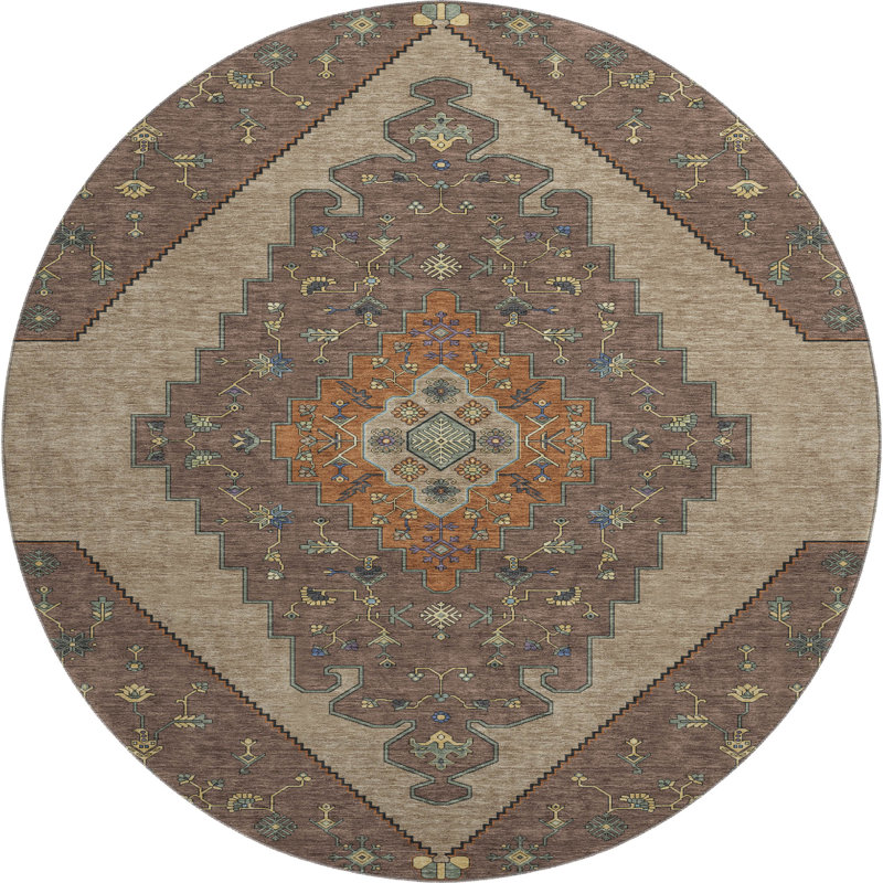 Tapis lavable à la machine de qualité supérieure Mayfield AMF2472, Brown, 8' Round