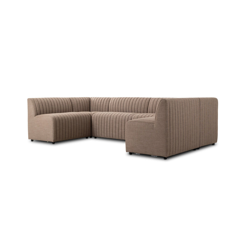 Camille Dining Banquette U Shape 119.5"-Crypton Nomad Taupe, Crypton Nomad Taupe Polyester, 31.5" H X 119.5" W x 66.5" D
