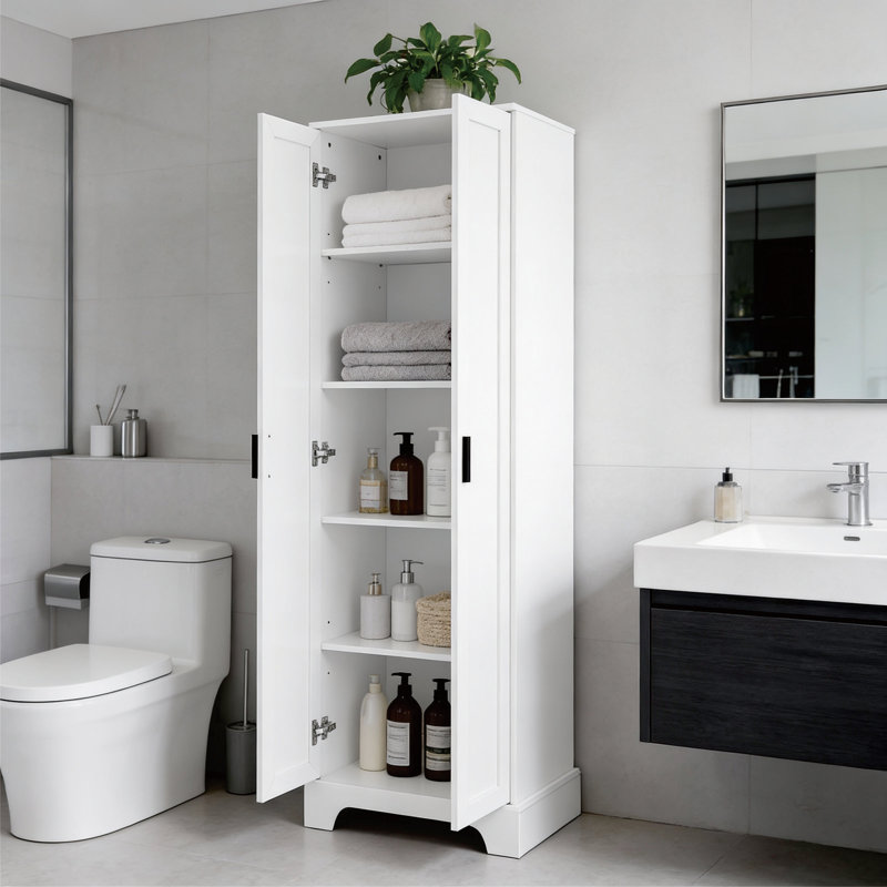 Grande armoire de rangement polyvalente à 2 portes avec tablettes réglables, Blanc, H 71,2 po x l 23,3 po x P 16,9 po