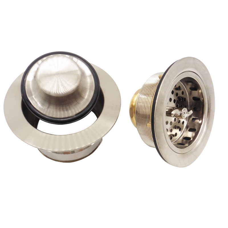 COMBO PACK 3-1/2" Wing Nut Twist Style Kitchen Sink Basket Strainer and Waste Disposal Drain Trim, Stainless Steel