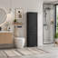 Grande armoire de rangement pour salle de bain, armoire de rangement autoportante avec deux tiroirs de tailles différentes et tablette réglable, panneau de fibres à densité moyenne avec finition peinte-2010949070