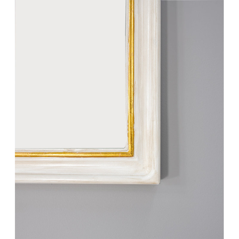 Isla Arch Wall Mirror, Antiqued White/Gold