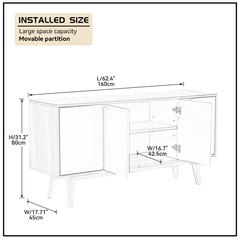 Buffet de 62,4 po de largeur