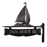 Cast Aluminum One Line Post Sign with Sailboat Ornament