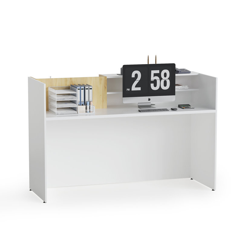 63'' Modern Wood Reception Desk With Storage
