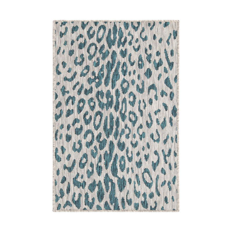 Tapis safari intérieur / extérieur sarcelle Teal, Rectangle 2 pi 2 po x 3 pi