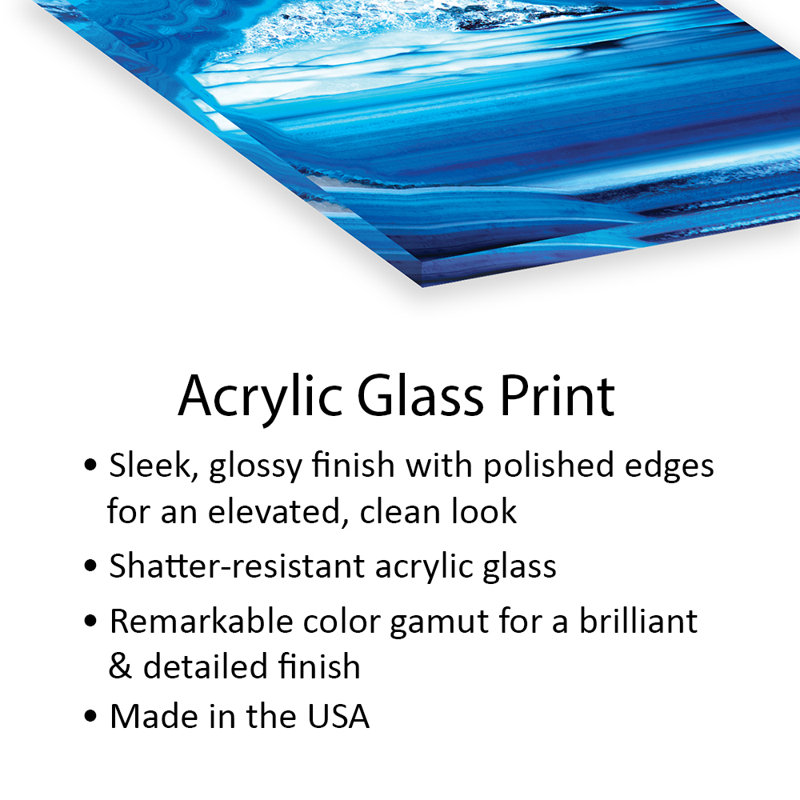 Gros plan d'une impression d'agate bleue sur verre acrylique