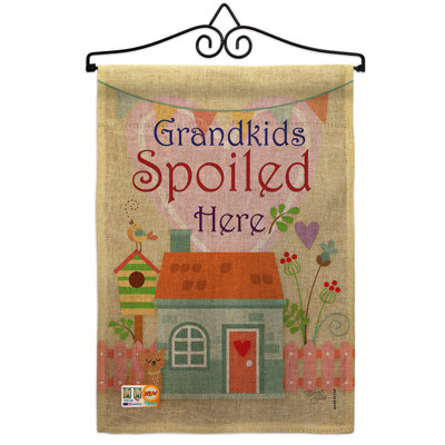 Grandkids en famille en toile jutee en toile jute occasions spéciales, famille de 2 côtés 19 x 13 po. drapeau de jardin