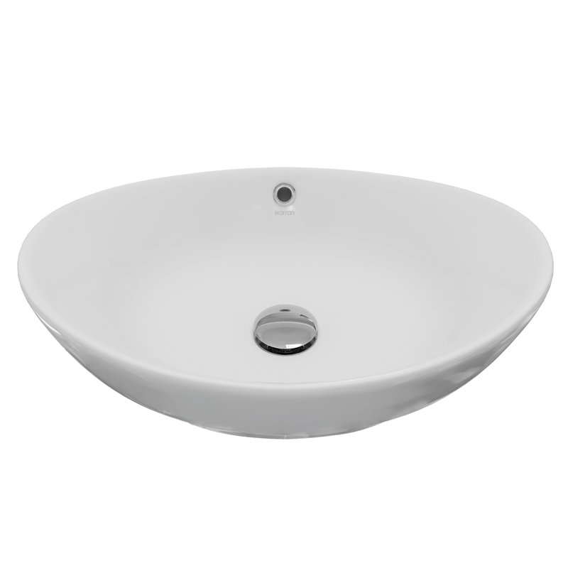 Karran Valera 23 In. Vitreous China Oval Vessel Bathroom Sink With Overflow Drain
