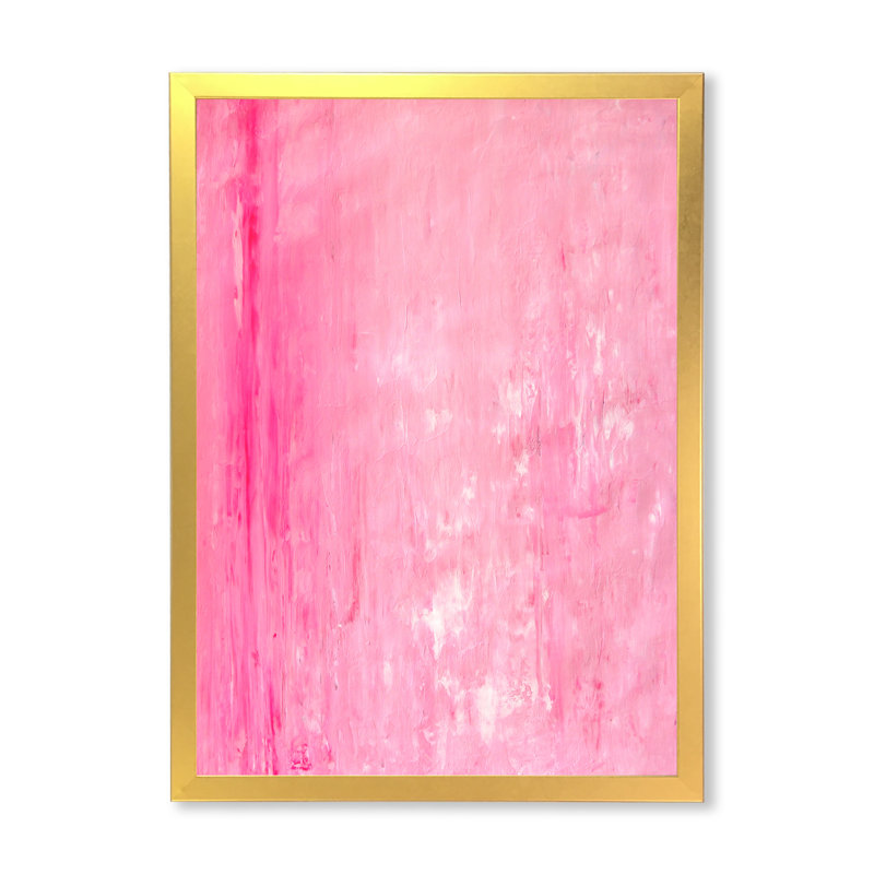 Rose et blanc abstrait, art mural moderne et contemporain sur toile, H 20 po x l 12 po x P 1 po, Cadre photo doré