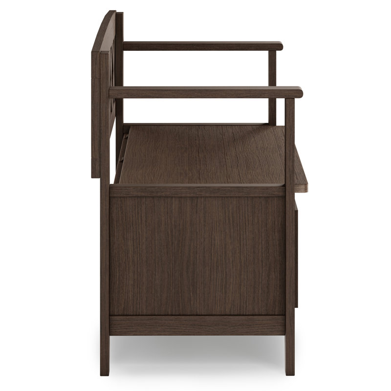 Banc de rangement en bois massif pour hall d'entrée, Brun