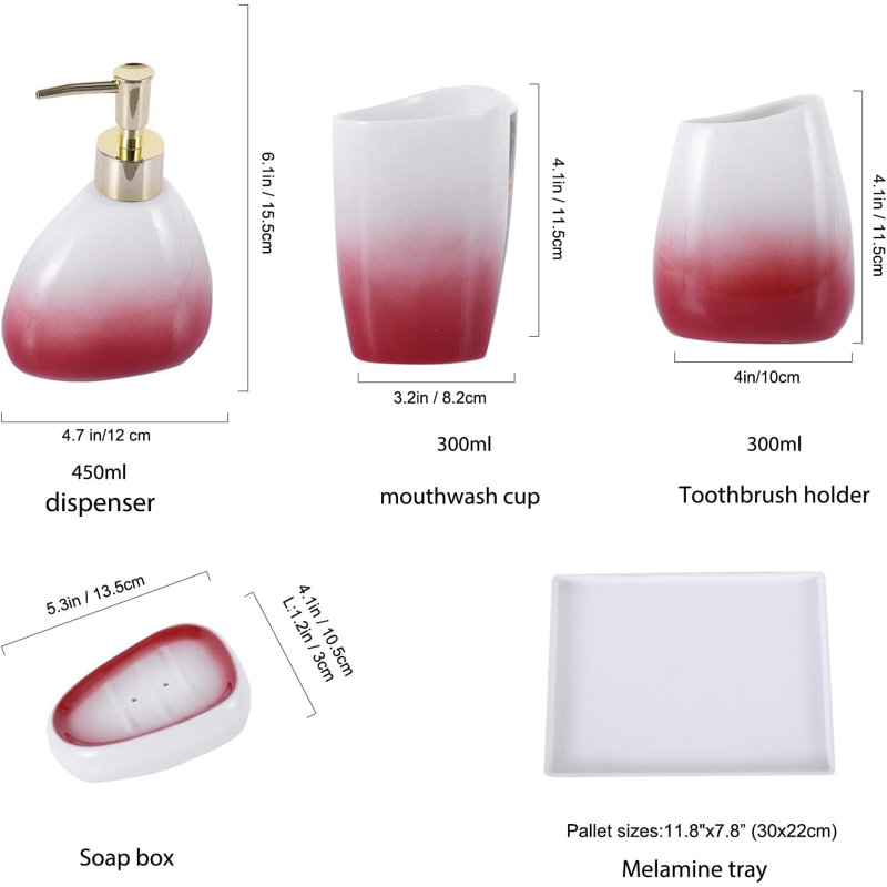 6-Piece Luxury White Bathroom Set: Soap Dispenser, Toothbrush Holder, Tumbler, Tray