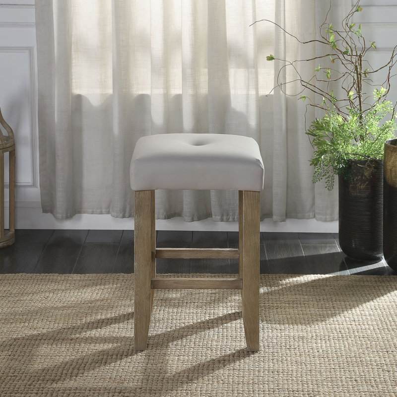 Ensemble de 2 tabourets de comptoir transitionnels, finition chêne et cuir synthétique gris pour un repas confortable