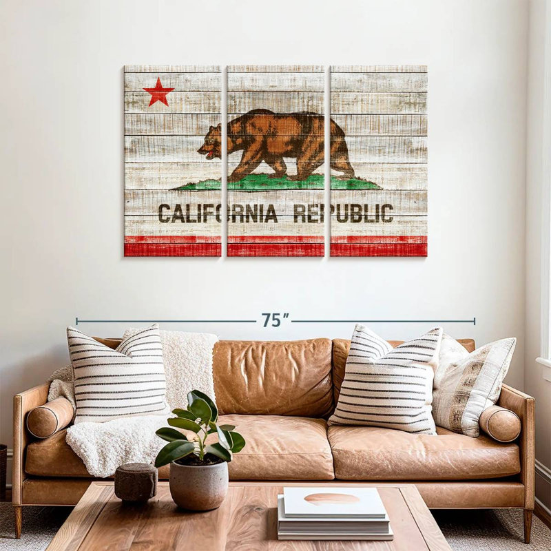 Borges Rustic California Flag, 36" H x 57" W