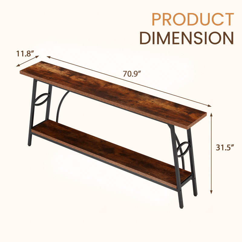 70.9" Console Table, Brown
