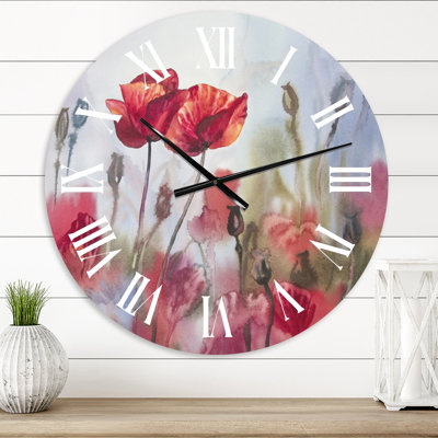 Blossoming Poppies In The Meadow - Horloge murale traditionnelle
