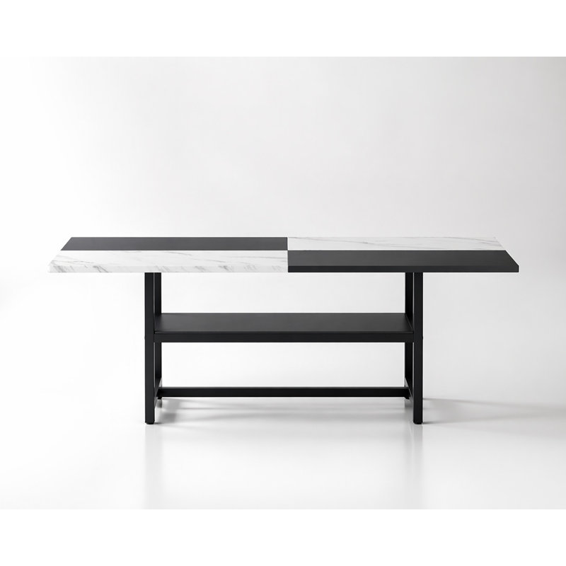 Table de salle à manger spacieuse, dotée d'un système de soutien robuste et durable, d'un rangement pratique intégré, d'une surface résistante aux égratignures et facile à nettoyer