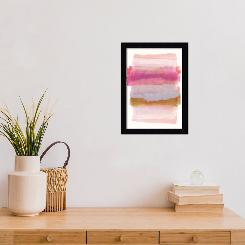 «Abstract Brush Strokes 45» par Mareike Bohmer, Blanc éclatant lisse, Cadre noir, H 41 po x l 31 po