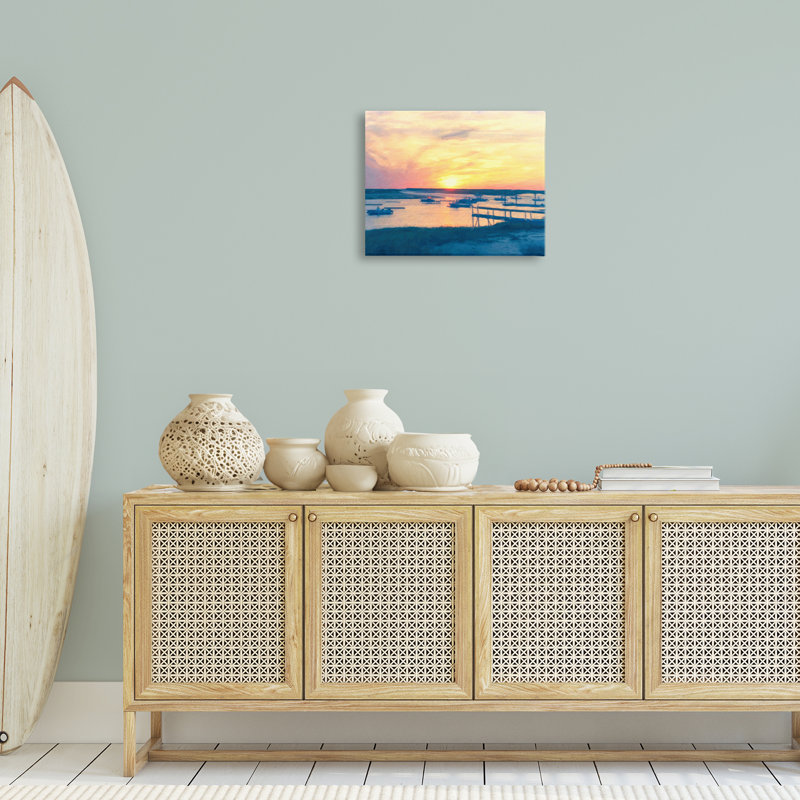  «Boat Illuminated at Sunset», art mural sur toile par Graffi *ee Studios, H 16 po x l 20 po
