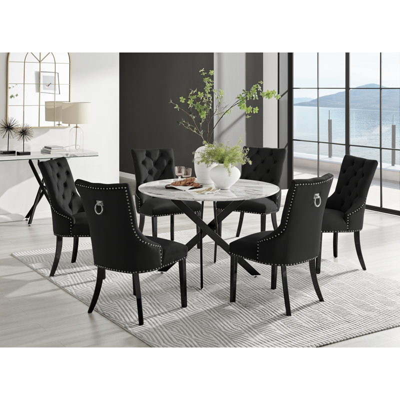 6 - Person Dining Set, Black, Black