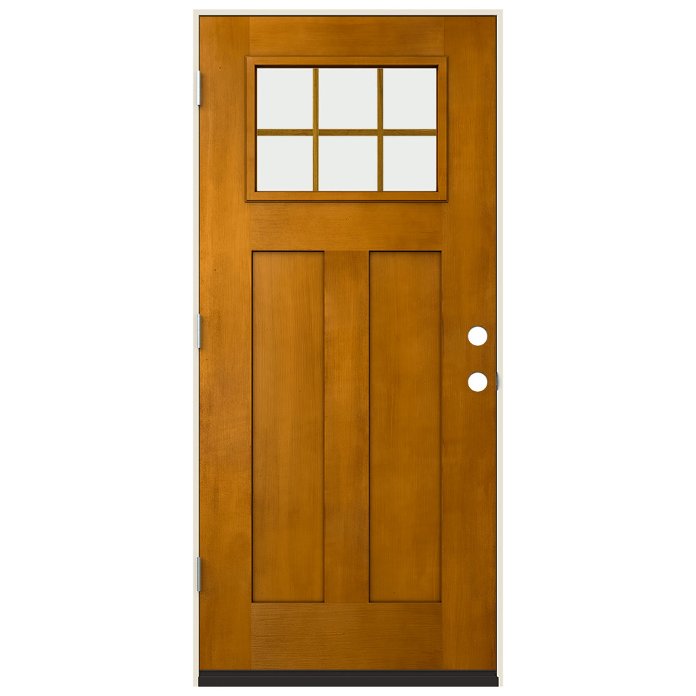 JELD-WEN 36 in. x 80 in. Craftsman 6-Lite Clear Glass Hazelnut Stain ...