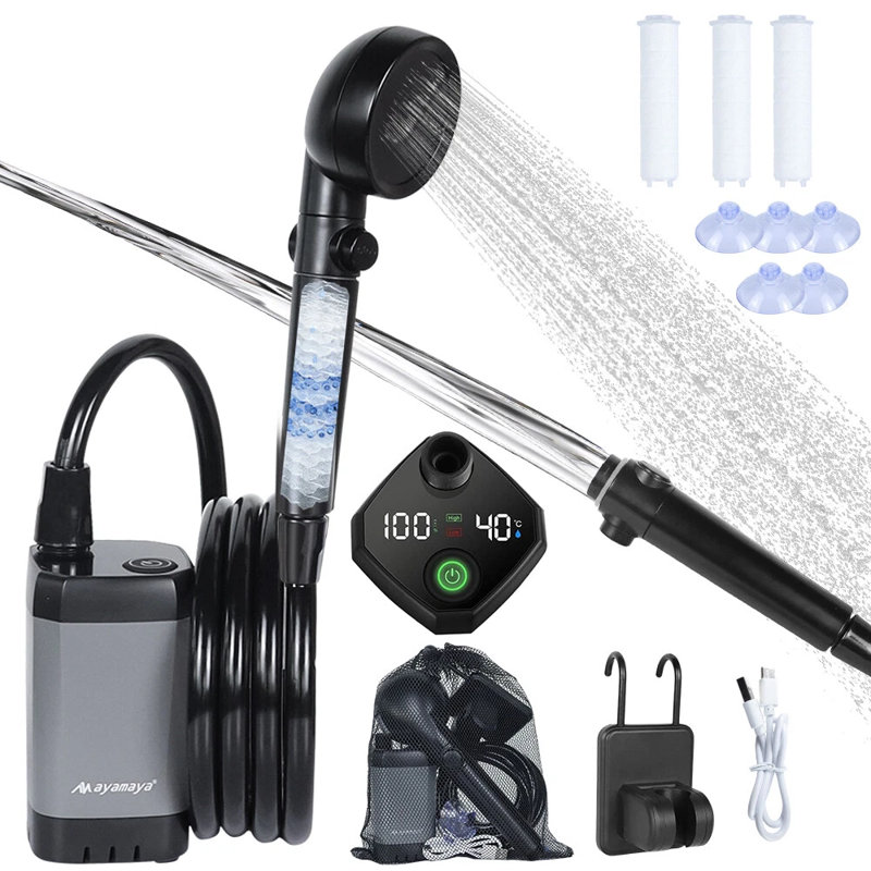 Douche portative de camping, pompe de camping extérieure rechargeable 6000 mah pour les voyages de randonnée