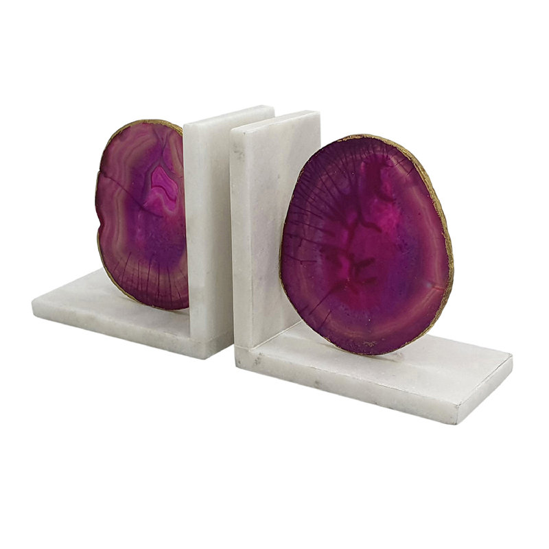 Serre-livres décoratifs en agate, Rose / Mauve