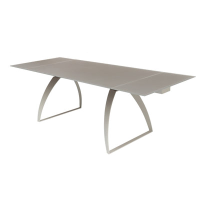 Extendable Glass Top Metal Base Dining Table