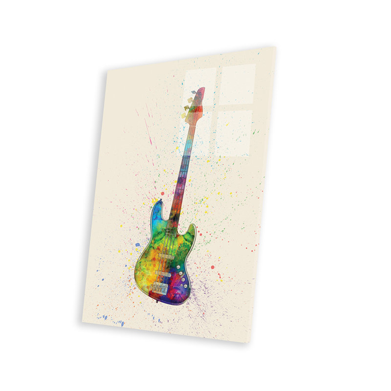 Guitare basse électrique, impression sur verre acrylique