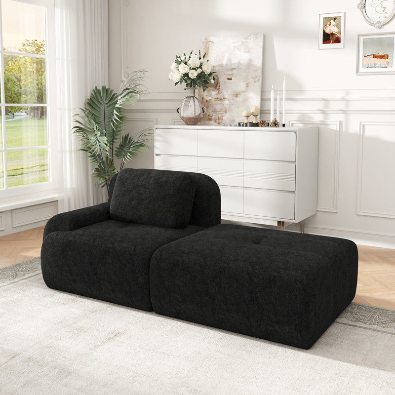 Modern Open‑Design Compression Cloud Sofa, Chenille Fabric, Gray Chenille