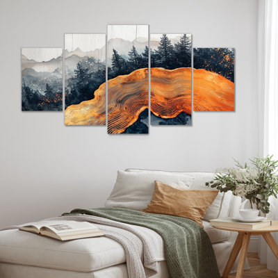 Forêt d'automne, paysage de pierre ambrée I - Art mural forêt - Art mural traditionnel pour le salon