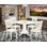5 Piece Kitchen Table & Chairs Set Includes a Round Dining Room Table with Pedestal and 4 Solid Wood Seat Chairs, Linen White