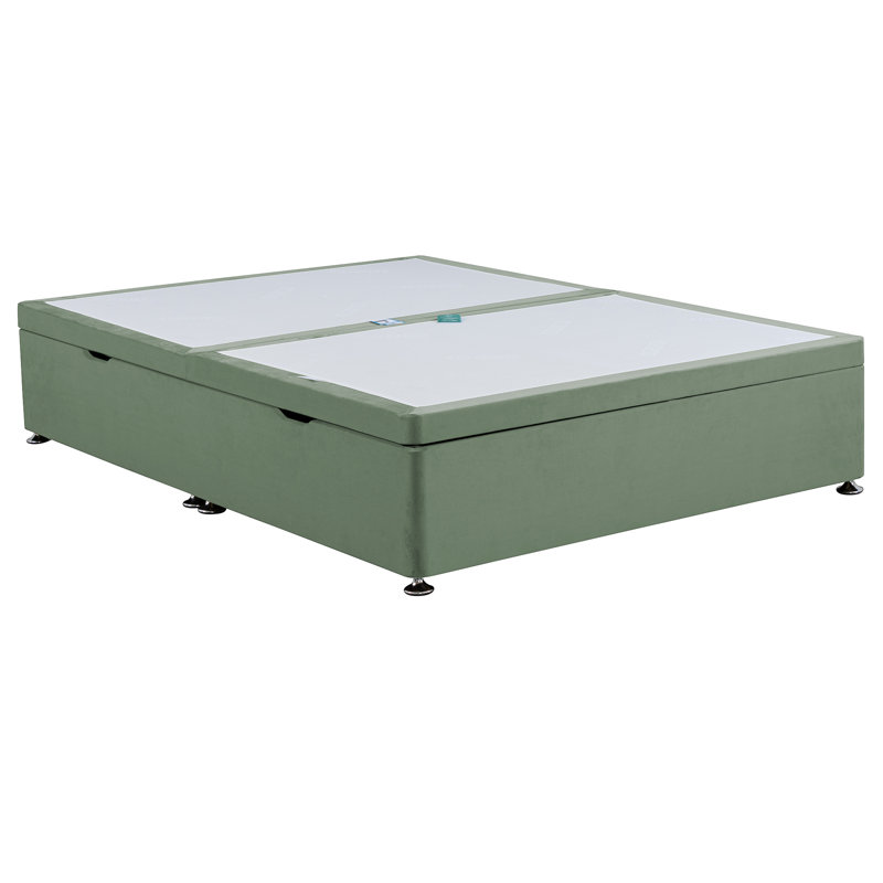 Riviere Bed, Double (4'6), Plush Sage, Side Open Ottoman Base