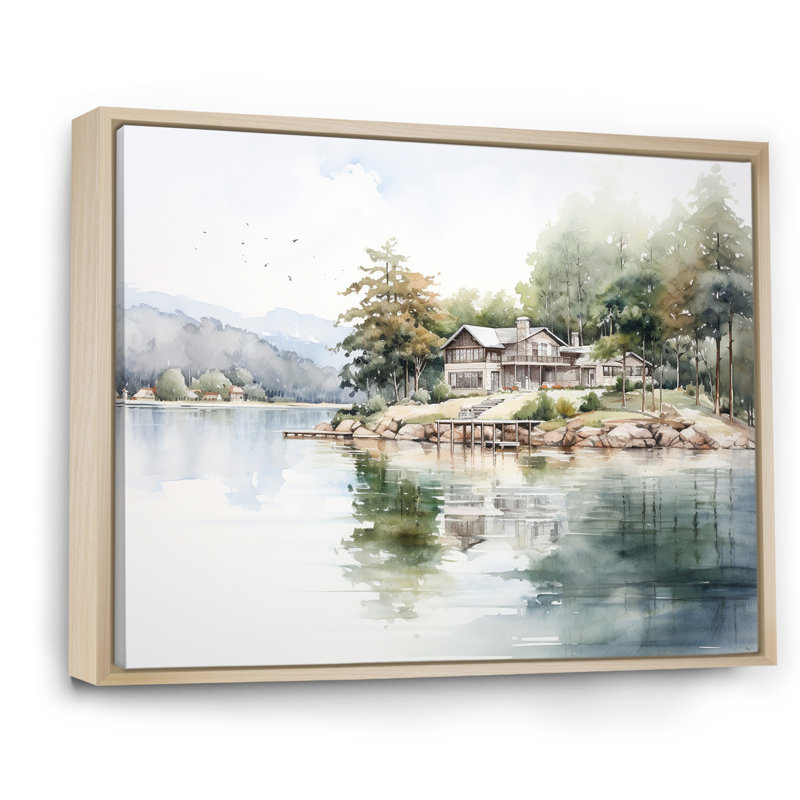 Beauté réfléchissante Lake House, H 30 po x l 40 po x P 1,5 po, Cadre naturel flottant