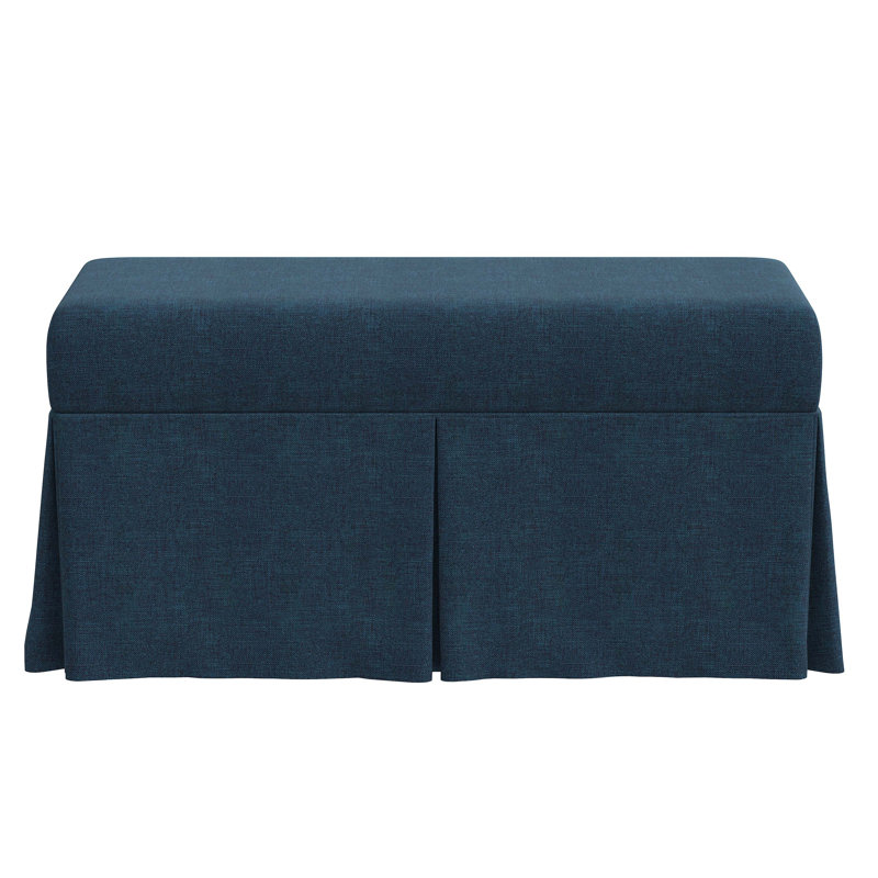Banc de rangement rembourré Wyatt, Lin texturé bleu marine Zuma