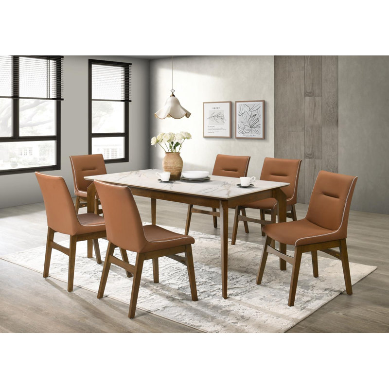 Couleur du plateau de table rectangulaire en noyer foncé: porcelaine blanche