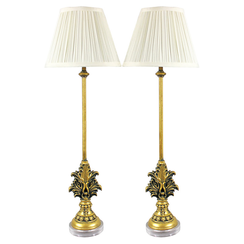 Lampe buffet 27 po Zana, Or antique, Crème