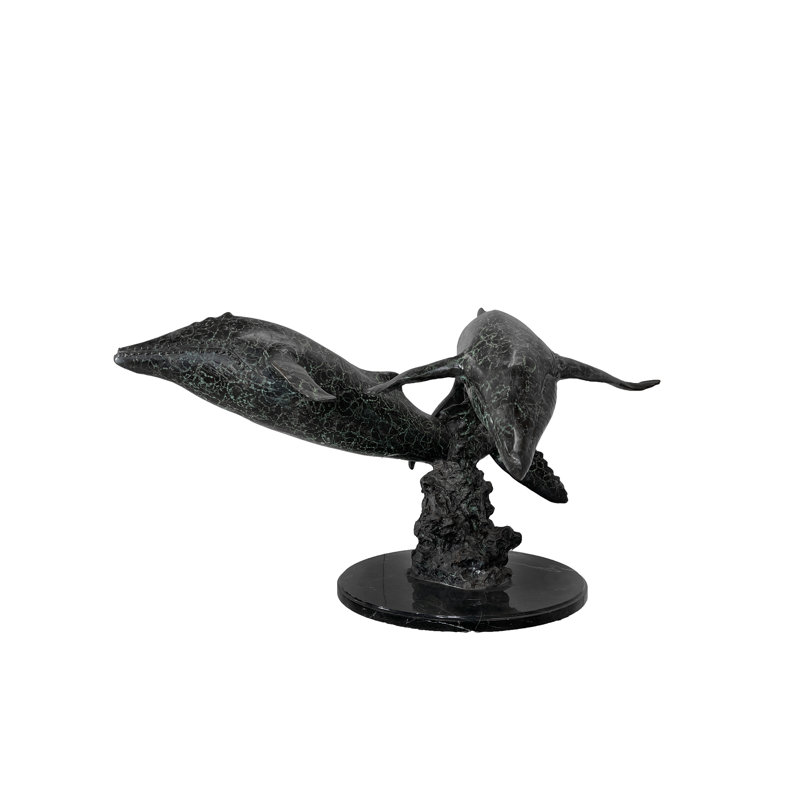 Sculpture bronze deux baleines