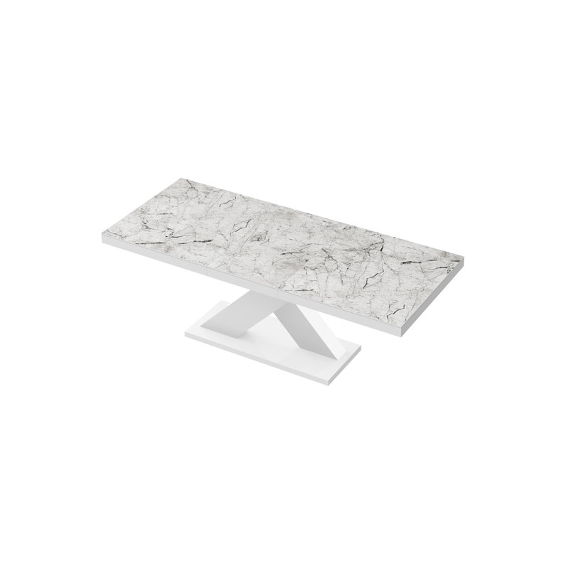 Danyar Extendable Dining Table, White, White/Black