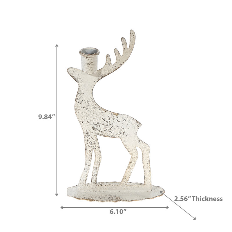 Cerf en métal blanc vieilli