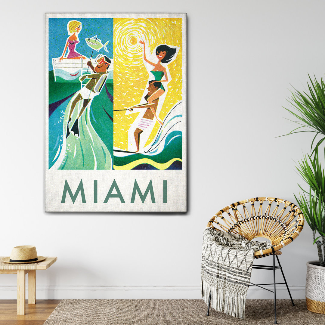 Leinwandbild Miami Poster von Giallobus