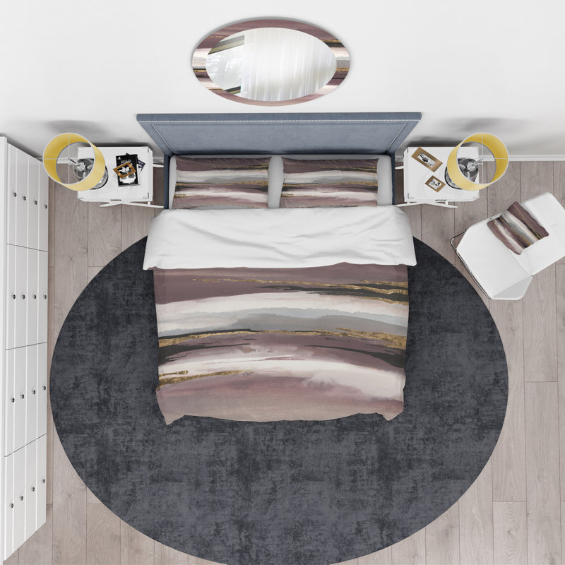 Mauve Glam Storm I - Ensemble de housse de couette Glam & Shabby Elegance - Microfibre de polyester