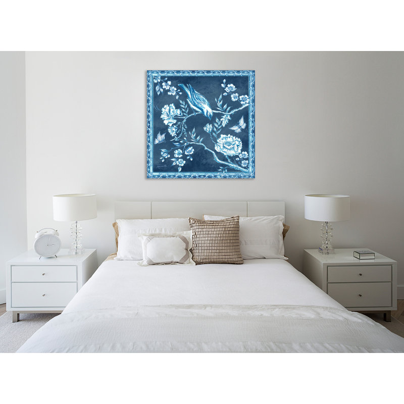 «Chinoiserie Tile Blue I» par Tre Sorelle Studios, art mural sur toile, H 36 po x l 36 po x P 1,5 po