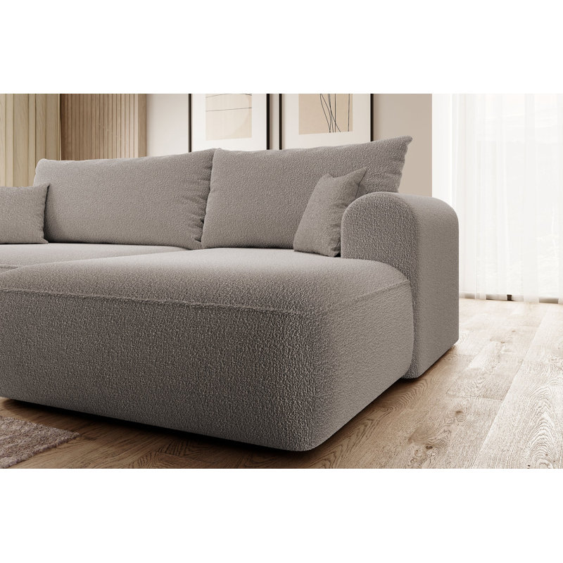 4 Seater Boucle Sofa Bed, Right Hand Facing, Beige