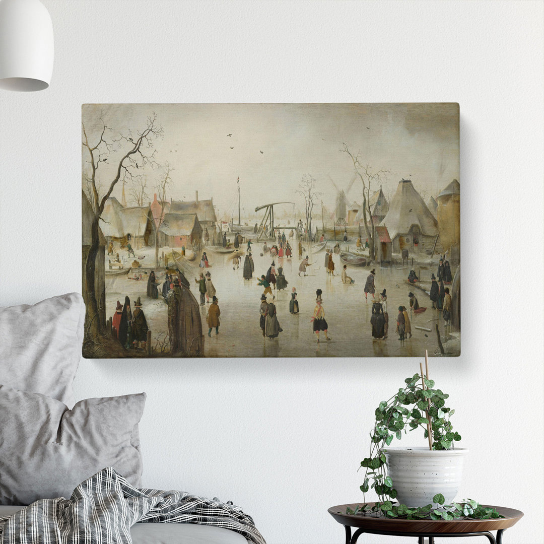 Ice-Skating In A Village by Hendrick Avercamp - Wrapped Canvas