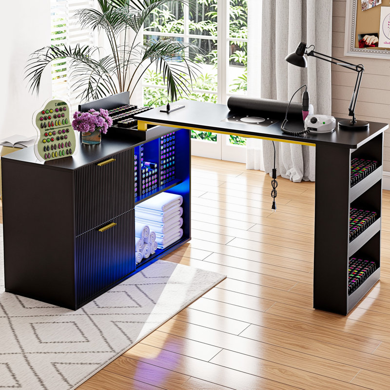 Bureau de manucure en L Kitwana, Noir
