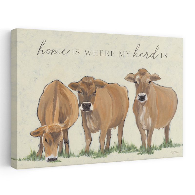 «Home Is Where My Herd Is Contemporary Cow», art architectural, H 60 po x l 40 po