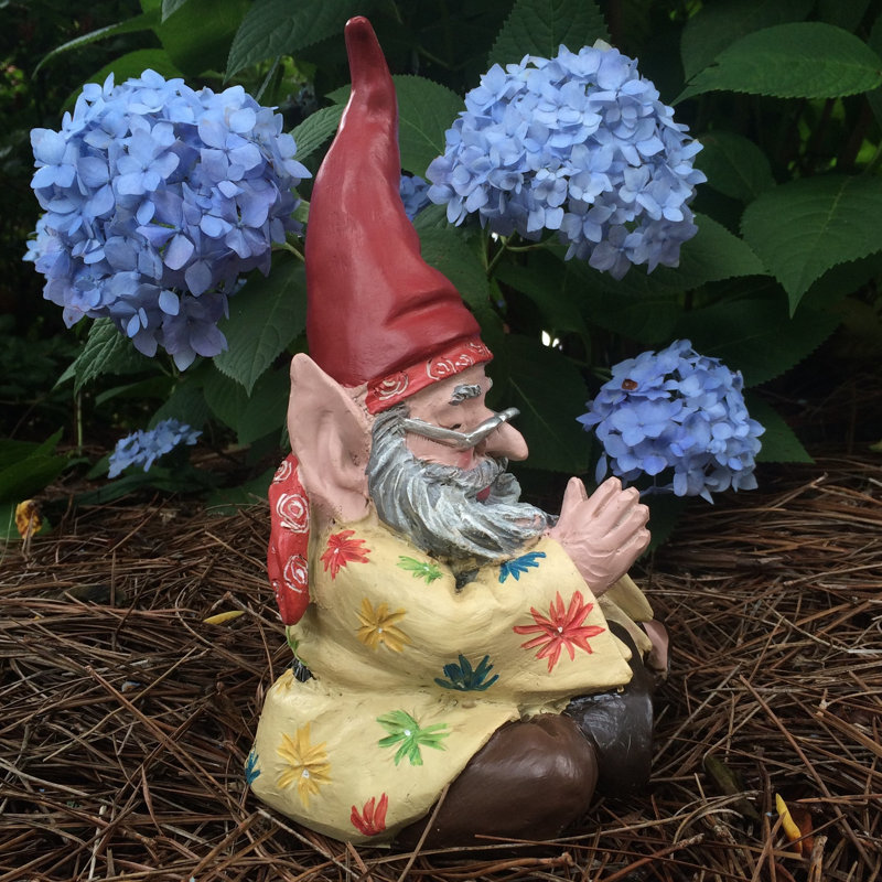 Peaceful Hippie Gnome Meditating Outdoor Garden Statue