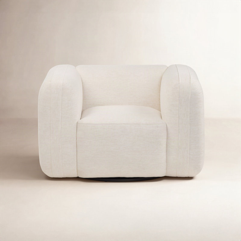 Lainey Upholstered Swivel Armchair, Crypton Nomad Snow